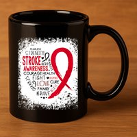 Women Fearless Strength Stroke Awareness Month Stroke Warrior 11oz C Handle Ceramic Mug