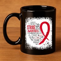Women Fearless Strength Stroke Awareness Month Stroke Warrior 11oz C Handle Ceramic Mug