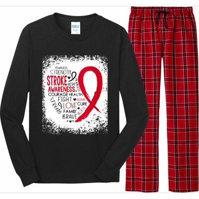 Women Fearless Strength Stroke Awareness Month Stroke Warrior Long Sleeve Pajama Set