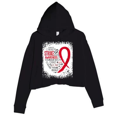 Women Fearless Strength Stroke Awareness Month Stroke Warrior Crop Fleece Hoodie