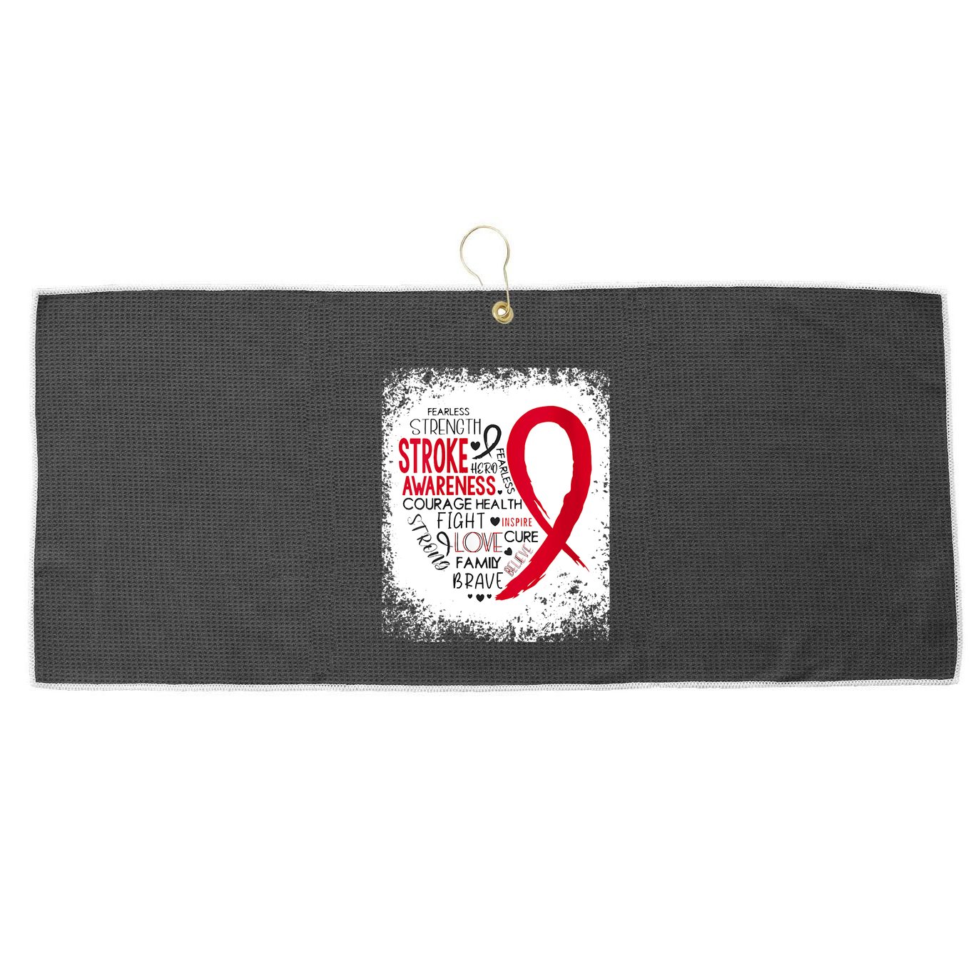 Women Fearless Strength Stroke Awareness Month Stroke Warrior Large Microfiber Waffle Golf Towel