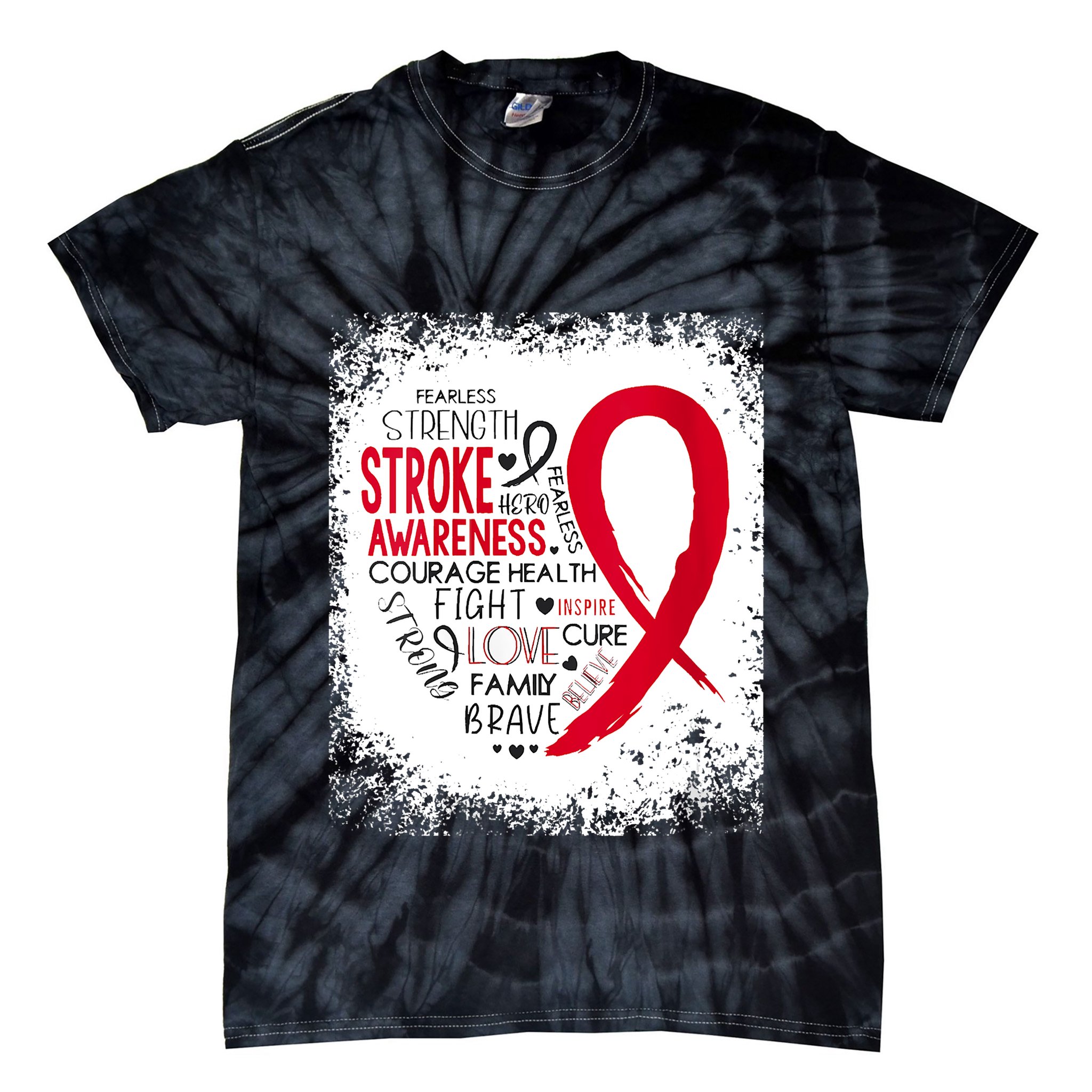Women Fearless Strength Stroke Awareness Month Stroke Warrior Tie-Dye T-Shirt
