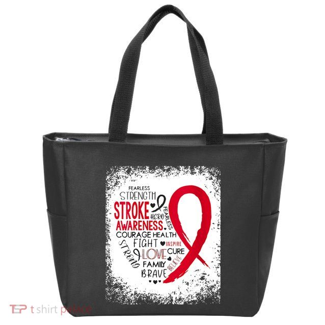 Women Fearless Strength Stroke Awareness Month Stroke Warrior Zip Tote Bag