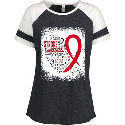 Women Fearless Strength Stroke Awareness Month Stroke Warrior Enza Ladies Jersey Colorblock Tee