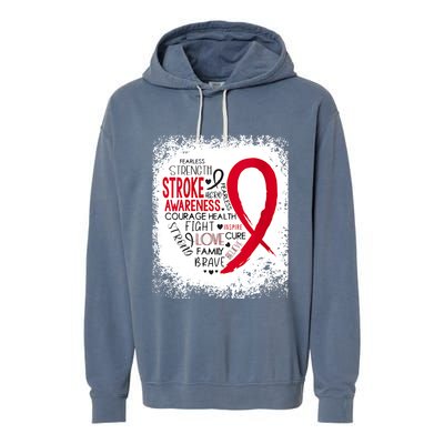 Women Fearless Strength Stroke Awareness Month Stroke Warrior Garment-Dyed Fleece Hoodie