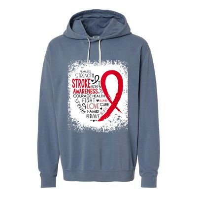 Women Fearless Strength Stroke Awareness Month Stroke Warrior Garment-Dyed Fleece Hoodie