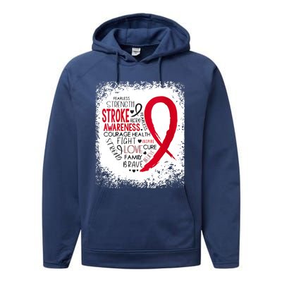 Women Fearless Strength Stroke Awareness Month Stroke Warrior Performance Fleece Hoodie