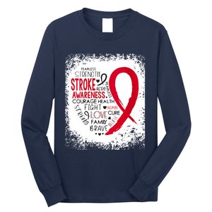 Women Fearless Strength Stroke Awareness Month Stroke Warrior Long Sleeve Shirt