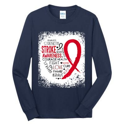 Women Fearless Strength Stroke Awareness Month Stroke Warrior Tall Long Sleeve T-Shirt