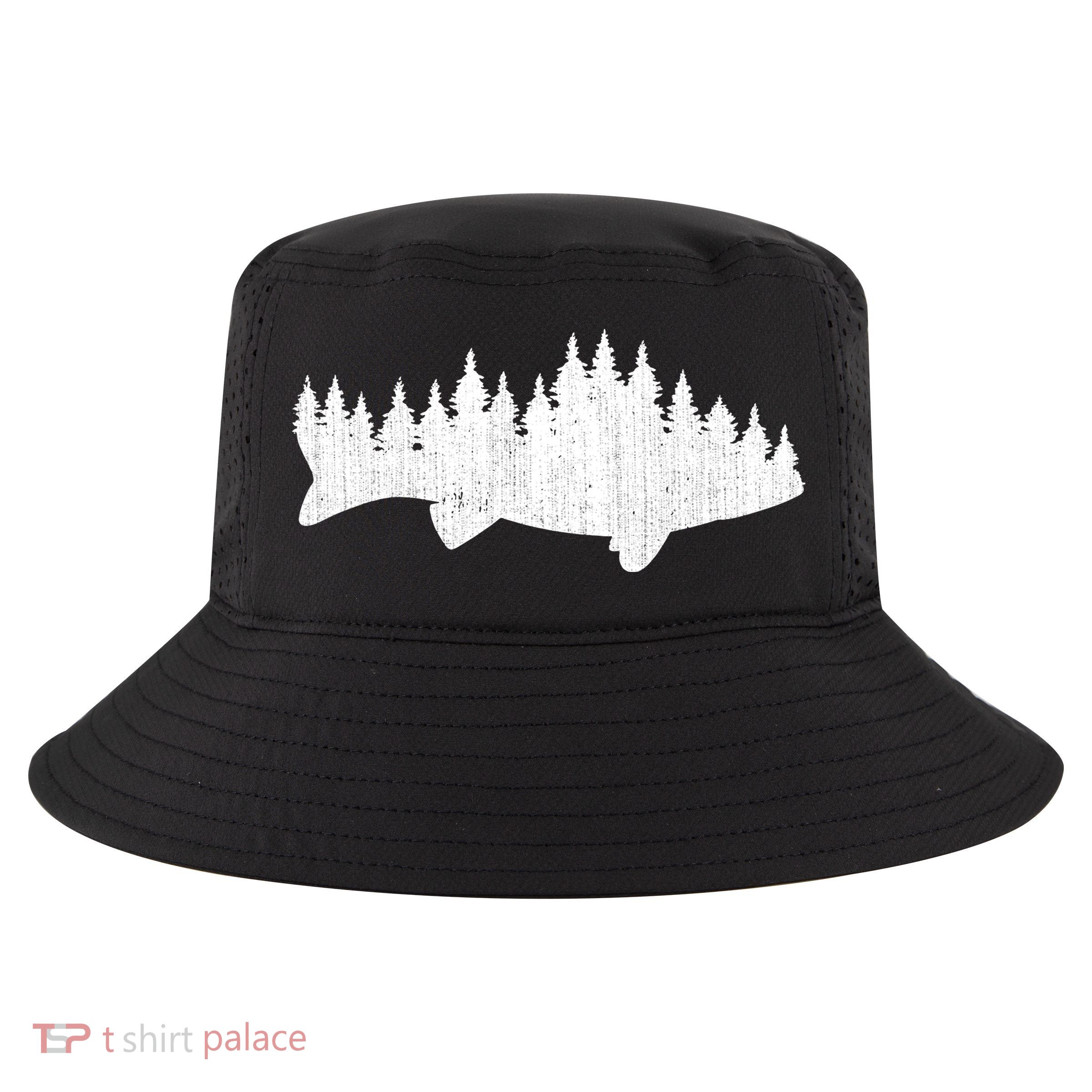 Walleye Fishing Sauger Fisherman Pine Forest Treeline Cool Comfort Performance Bucket Hat