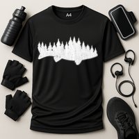 Walleye Fishing Sauger Fisherman Pine Forest Treeline Cooling Performance Crew T-Shirt