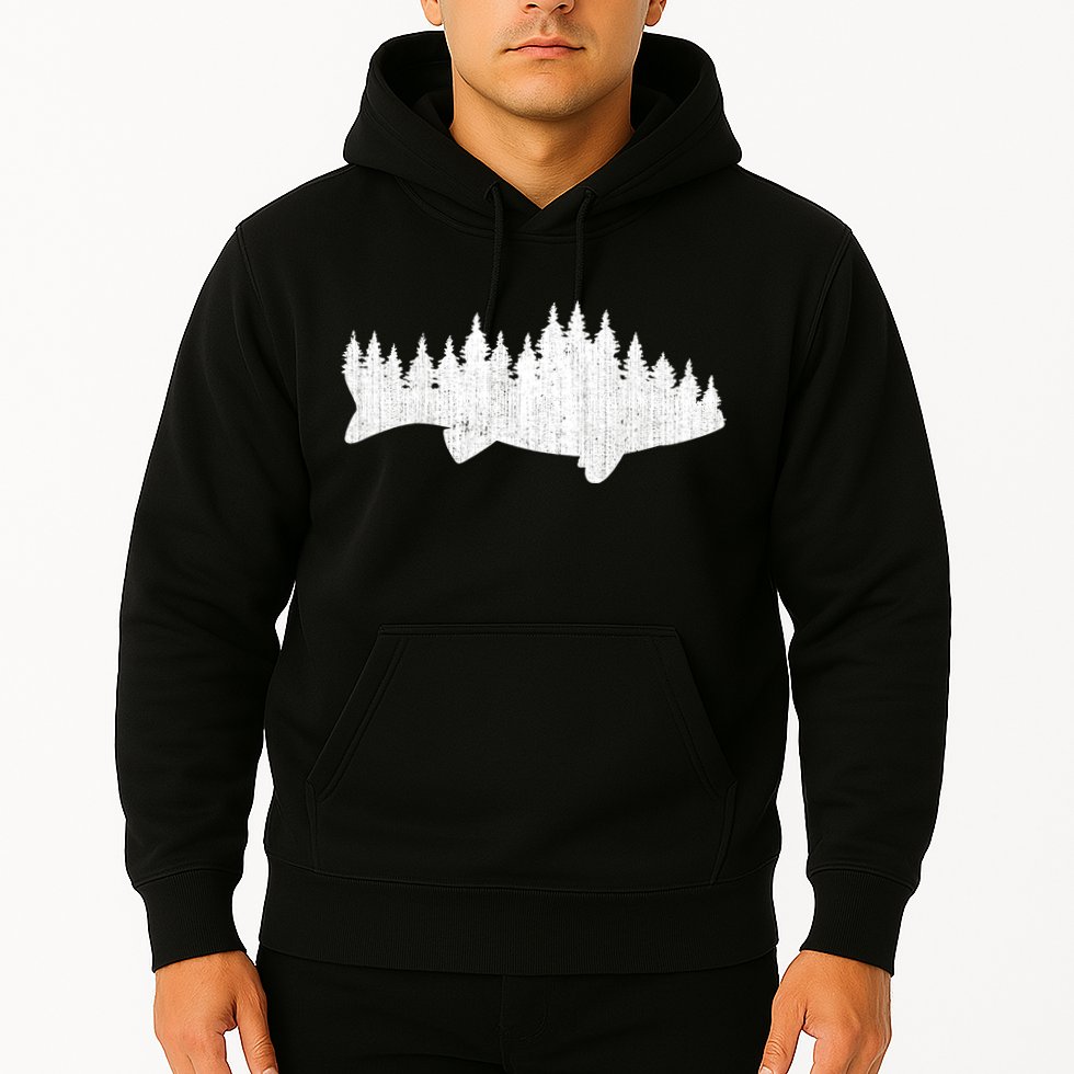 Walleye Fishing Sauger Fisherman Pine Forest Treeline Hoodie