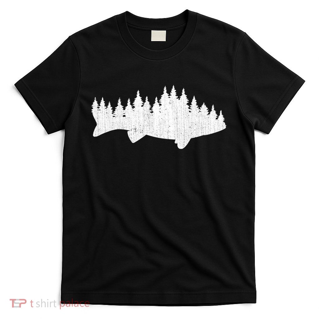 Walleye Fishing Sauger Fisherman Pine Forest Treeline T-Shirt
