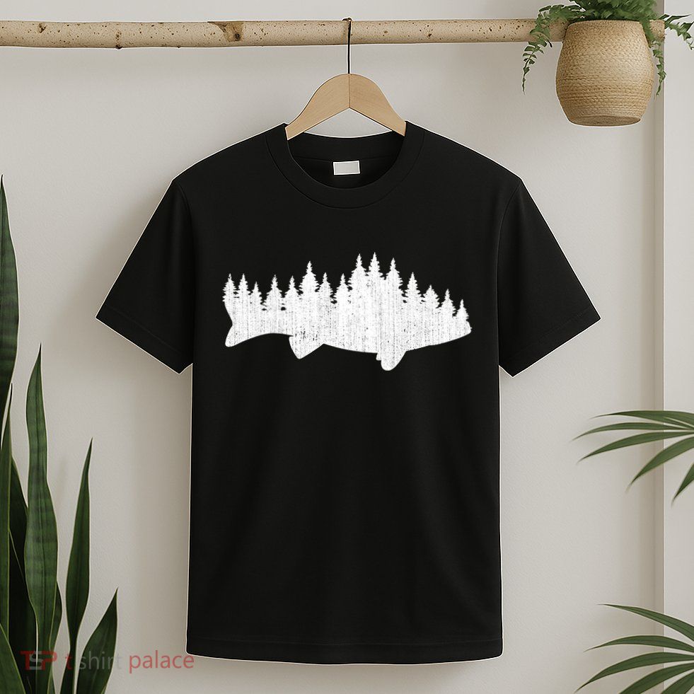 Walleye Fishing Sauger Fisherman Pine Forest Treeline T-Shirt