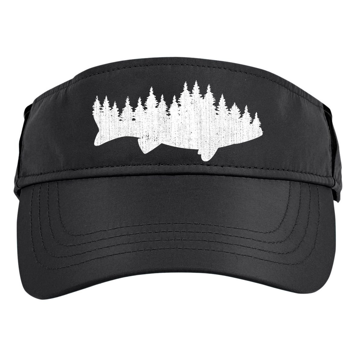 Walleye Fishing Sauger Fisherman Pine Forest Treeline Adult Drive Performance Visor