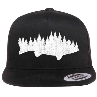 Walleye Fishing Sauger Fisherman Pine Forest Treeline Flatbill Hat