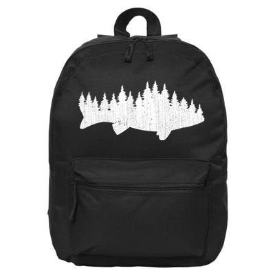 Walleye Fishing Sauger Fisherman Pine Forest Treeline 16 in Basic Backpack