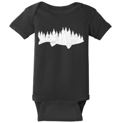 Walleye Fishing Sauger Fisherman Pine Forest Treeline Baby Bodysuit
