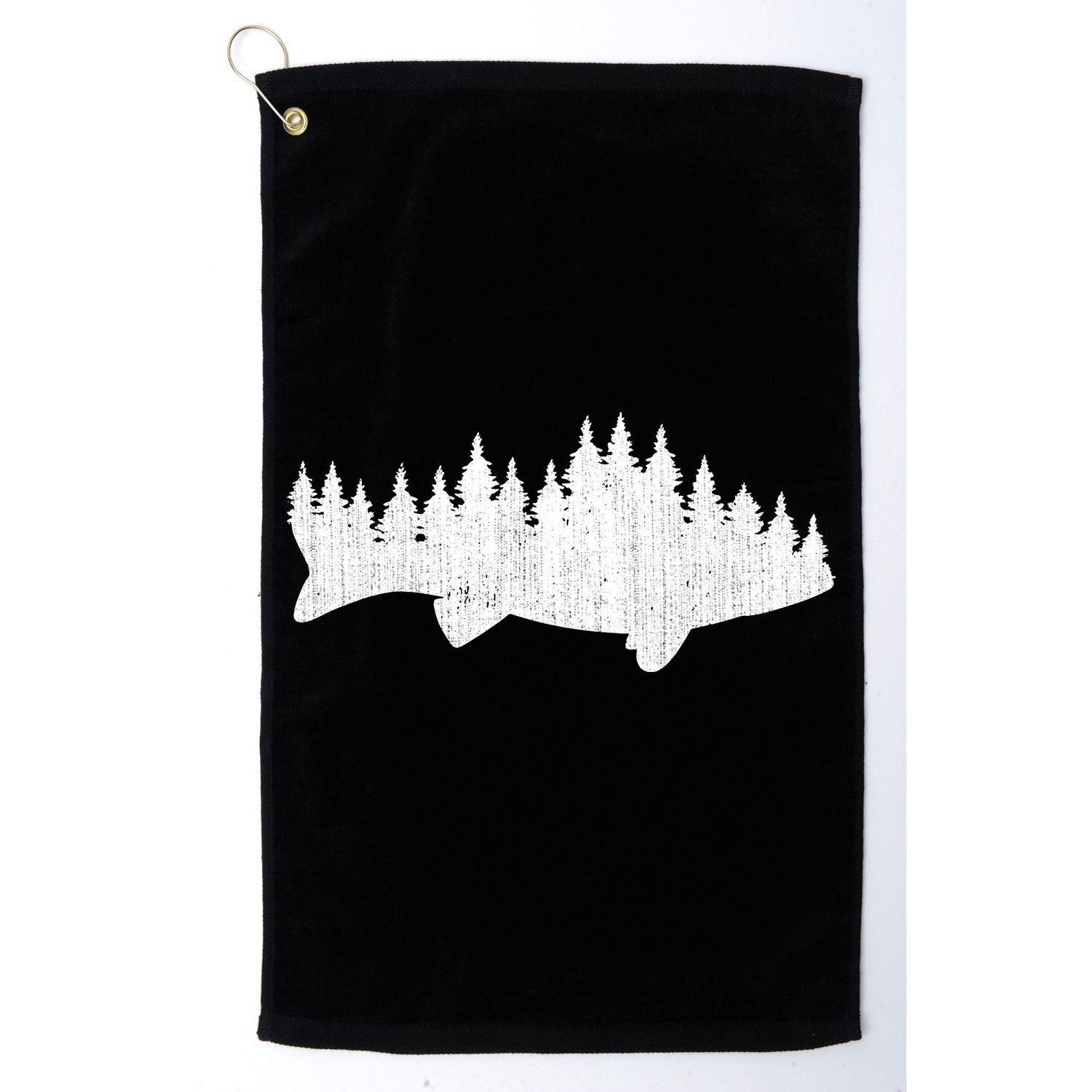 Walleye Fishing Sauger Fisherman Pine Forest Treeline Golf Towel