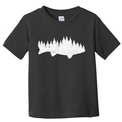 Walleye Fishing Sauger Fisherman Pine Forest Treeline Toddler T-Shirt