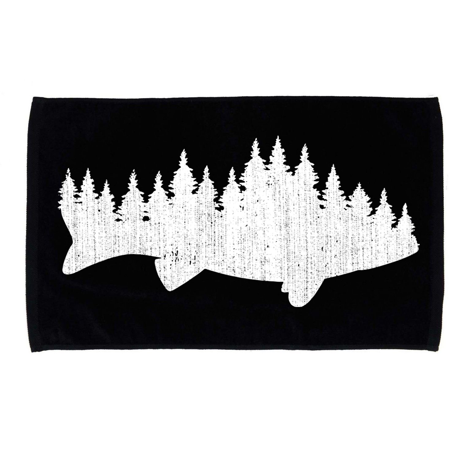 Walleye Fishing Sauger Fisherman Pine Forest Treeline Microfiber Hand Towel