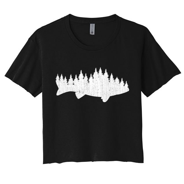 Walleye Fishing Sauger Fisherman Pine Forest Treeline Crop Top