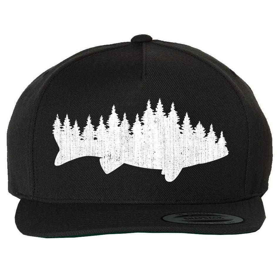 Walleye Fishing Sauger Fisherman Pine Forest Treeline Wool Snapback Cap
