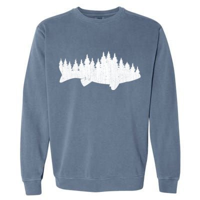 Walleye Fishing Sauger Fisherman Pine Forest Treeline Garment-Dyed Sweatshirt