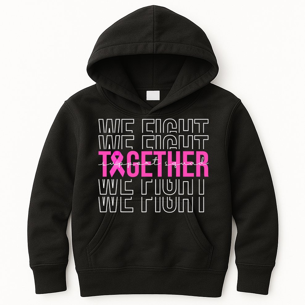 We Fight Together Breast Cancer Awareness Support Squad Kids Hoodie