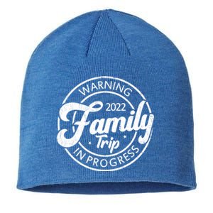 Warning Family Trip In Progress Matching Family Vacation Gift Sustainable Beanie