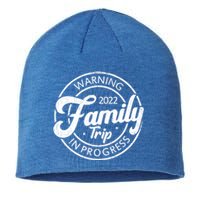 Warning Family Trip In Progress Matching Family Vacation Gift Sustainable Beanie