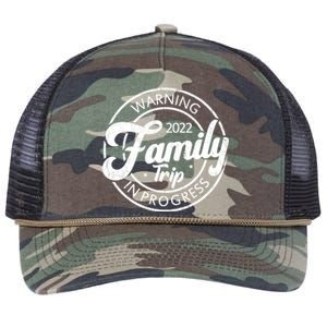 Warning Family Trip In Progress Matching Family Vacation Gift Retro Rope Trucker Hat Cap