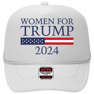 Women For Trump 2024 High Crown Mesh Back Trucker Hat