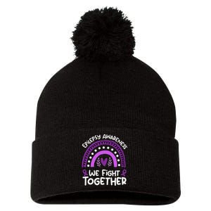 We Fight Together Epilepsy Awareness Epilepsy Pom Pom 12in Knit Beanie