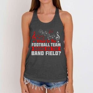 What Football Team On Marching Band Field Funny Gift Women's Knotted Racerback Tank