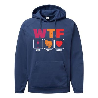 Wine Family Turkey Gift Performance Fleece Hoodie