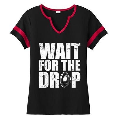 Wait For The Drop I Dubstep Bass Subwoofer Dance Music Ladies Halftime Notch Neck Tee