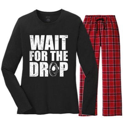 Wait For The Drop I Dubstep Bass Subwoofer Dance Music Women's Long Sleeve Flannel Pajama Set 