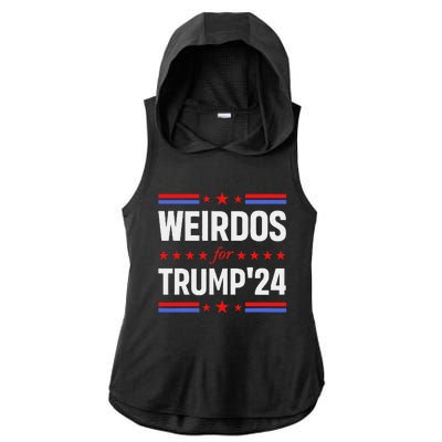 Weirdos For Trump 24 Funny Sarcastic Saying Ladies PosiCharge Tri-Blend Wicking Draft Hoodie Tank