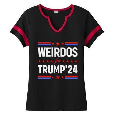 Weirdos For Trump 24 Funny Sarcastic Saying Ladies Halftime Notch Neck Tee