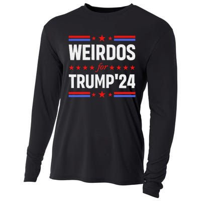 Weirdos For Trump 24 Funny Sarcastic Saying Cooling Performance Long Sleeve Crew