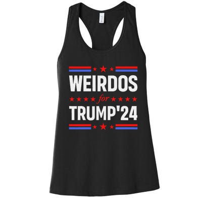 Weirdos For Trump 24 Funny Sarcastic Saying Women's Racerback Tank