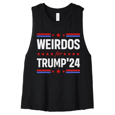 Weirdos For Trump 24 Funny Sarcastic Saying Women's Racerback Cropped Tank