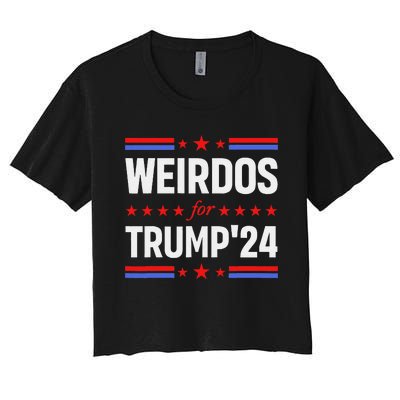 Weirdos For Trump 24 Funny Sarcastic Saying Women's Crop Top Tee