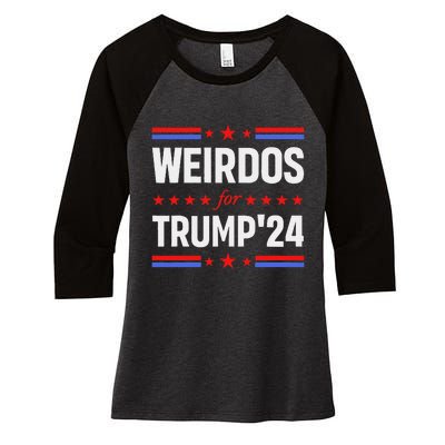 Weirdos For Trump 24 Funny Sarcastic Saying Women's Tri-Blend 3/4-Sleeve Raglan Shirt