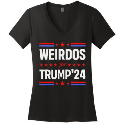 Weirdos For Trump 24 Funny Sarcastic Saying Women's V-Neck T-Shirt