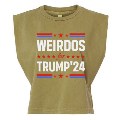 Weirdos For Trump 24 Funny Sarcastic Saying Garment-Dyed Women's Muscle Tee