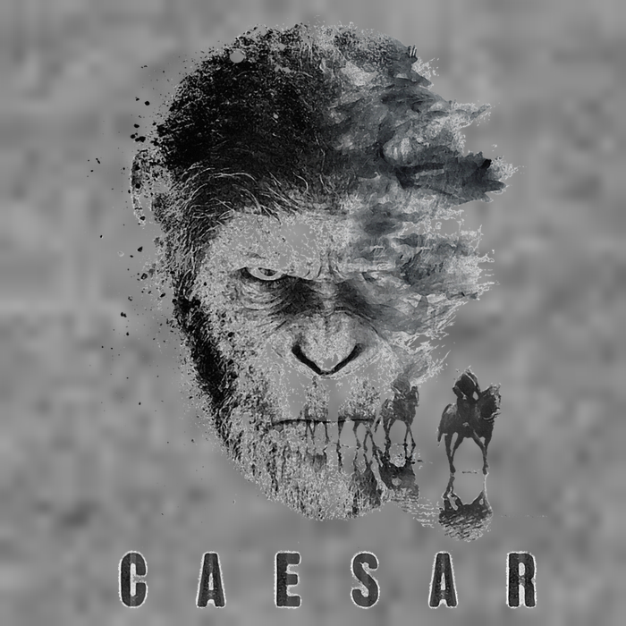 War For The Planet Of The Apes Monochrome Caesar & Riders 7-Panel Snapback Hat