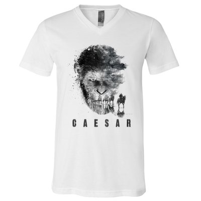 War For The Planet Of The Apes Monochrome Caesar & Riders V-Neck T-Shirt