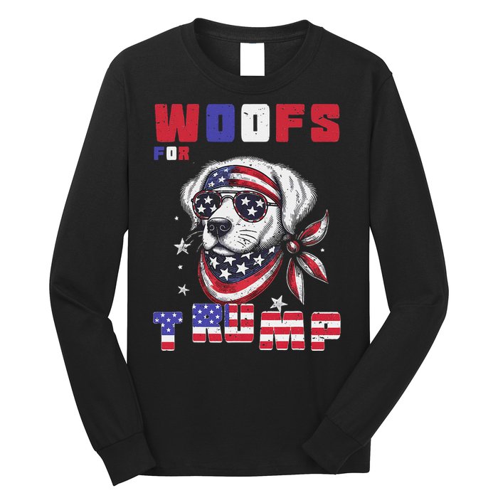 Woofs For Trump 2024 Dogs Republican Elections President Fun Long Sleeve Shirt